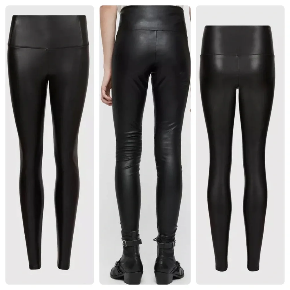 Saints 21 Leatherette Pull-On Black Faux Lather Pants Sz Medium - Picture 2 of 2